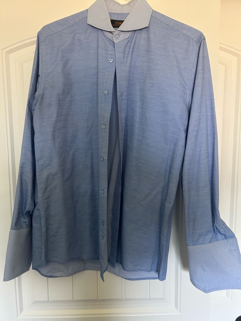 Men's Light Blue Patterned Dress Shirt - Classic Spread Collar